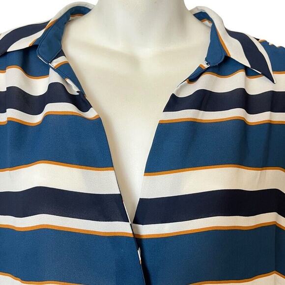 Ann Taylor Factory Womens Striped Long Sleeve V-Neck Career Blouse Top Shirt XL - Picture 5 of 16